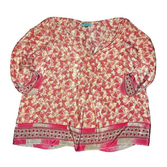 Katak Design Size Medium Funky Printed Red and Orange Blouse - Picture 5 of 5